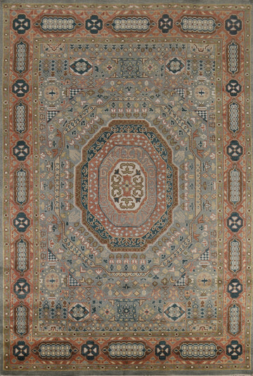 Handmade Gray Khotan Indian Area Rug 8x12