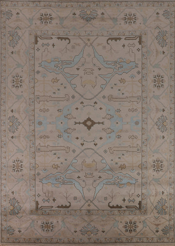 All-Over Beige Oushak Indian Area Rug 9x12
