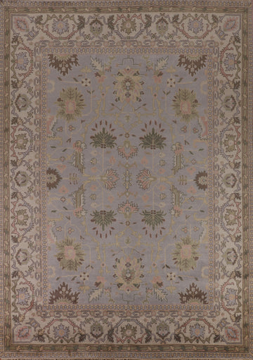 All-Over Gray & Ivory Oushak Indian Area Rug 9x12