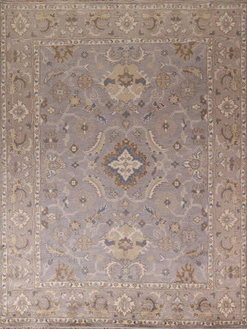 Floral Gray Wool Oushak Indian Area Rug 8x10