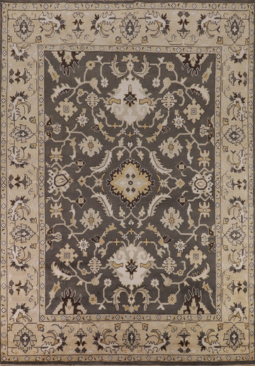All-Over Floral Gray Oushak Oriental Area Rug 9x12