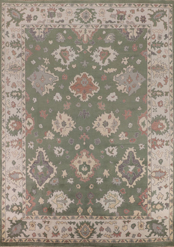Green & Ivory Floral Oushak Oriental Area Rug 9x12