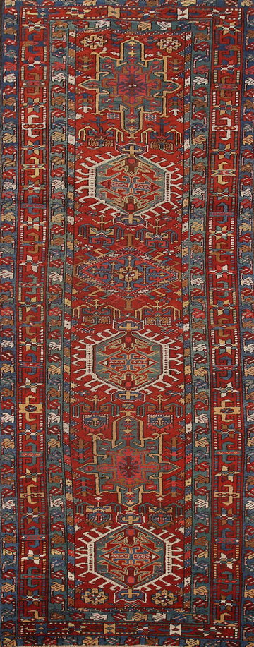Antique Vegetable Dye Heriz Serapi Persian Runner Rug 3x10