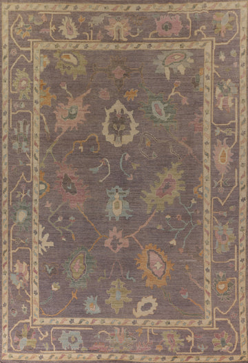All-Over Gray Oushak Vegetable Dye Large Rug 10x14