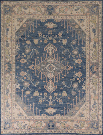 Blue Vegetable Dye Oushak Living Room Area Rug 8x10