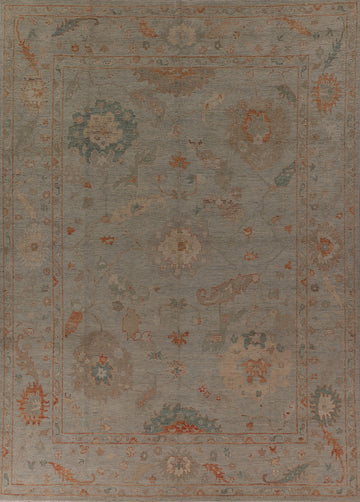 All-Over Vegetable Dye Oushak Turkish Area Rug 9x12
