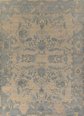 Vegetable Dye Floral Oushak Turkish Area Rug 10x12