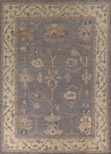 Gray Blue Oushak Vegetable Dye Area Rug 9x12