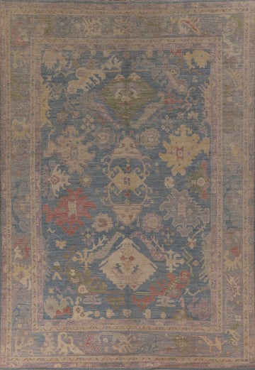 Handmade Blue Oushak Vegetable Dye Area Rug 9x12