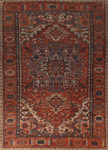 Pre-1900 Antique Vegetable Dye Heriz Persian Area Rug 9x12