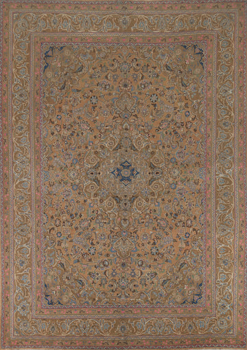 Orange Floral Wool Mashad Persian Area Rug 10x13