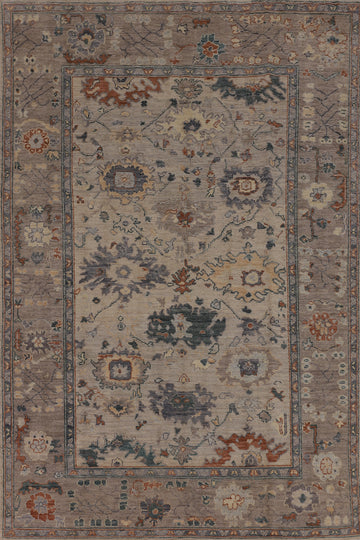 Vegetable Dye Oushak Turkish Area Rug 6x9