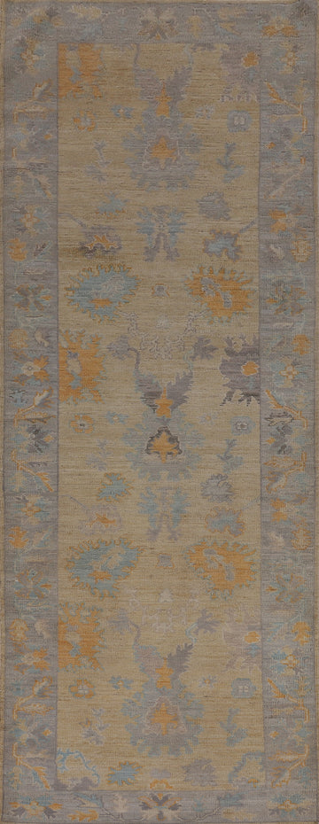 Handmade Wool Oushak Vegetable Dye Runner Rug 3x12
