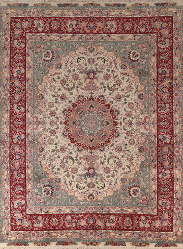 Vegetable Dye Ivory Tabriz Chinese Area Rug 8x11
