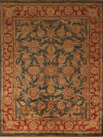 Floral Green Agra Indian Area Rug 8x10