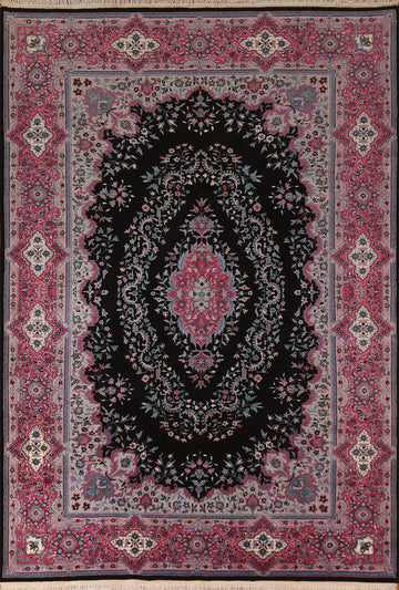 Vegetable Dye Black & Pink Tabriz Chinese Area Rug 6x9