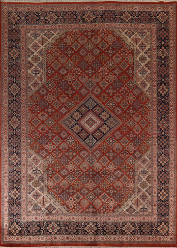 Orange Geometric Meymeh Indian Area Rug 9x11