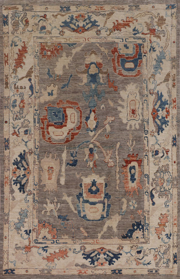 Vegetable Dye Oushak Turkish Area Rug 5x8