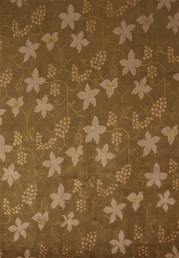 All-Over Green Floral Nepalese Modern Area Rug 6x9