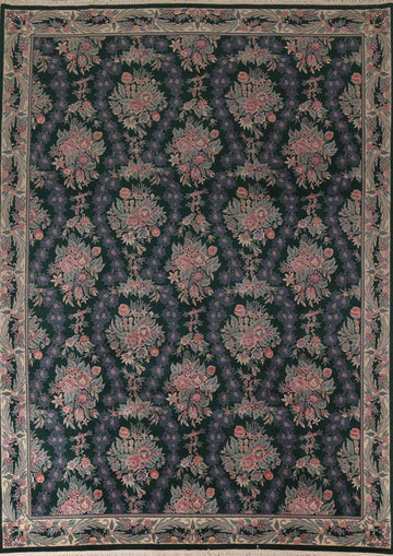 Vegetable Dye Green Aubusson Chinese Area Rug 9x12