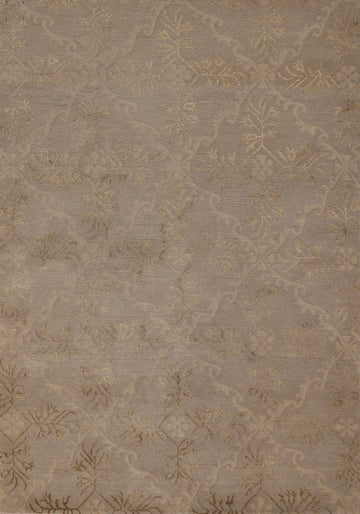 All-Over Beige Nepalese Contemporary Rug 4x6