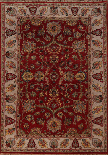 All-Over Floral Red Agra Oriental Rug 4x6
