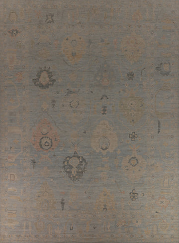 Vegetable Dye Oushak Turkish Large Rug 12x15