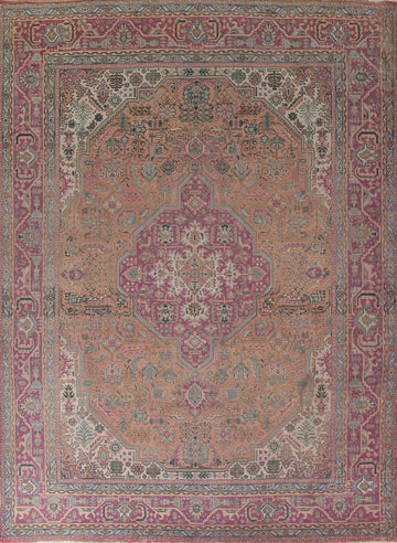 Vintage Geometric Tabriz Persian Area Rug 10x12