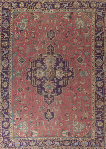 Pink Geometric Tabriz Persian Area Rug 9x13
