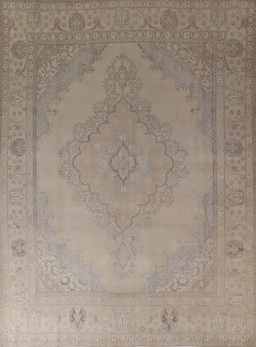 Distressed Wool Tabriz Persian Area Rug 9x12