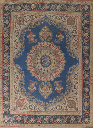 Handmade Blue Tabriz Persian Area Rug 10x13