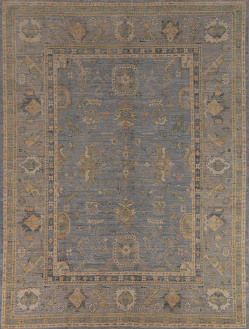 Light Blue Oushak Vegetable Dye Turkish Area Rug 8x10