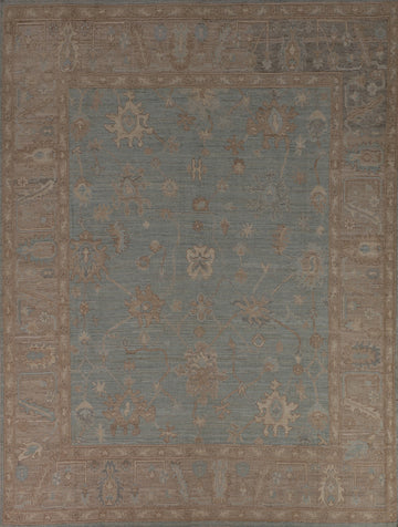 Blue Handmade Oushak Vegetable Dye Turkish Area Rug 8x10