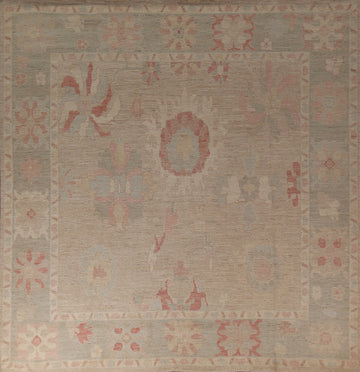 Vegetable Dye Oushak Turkish Square Rug 10x10
