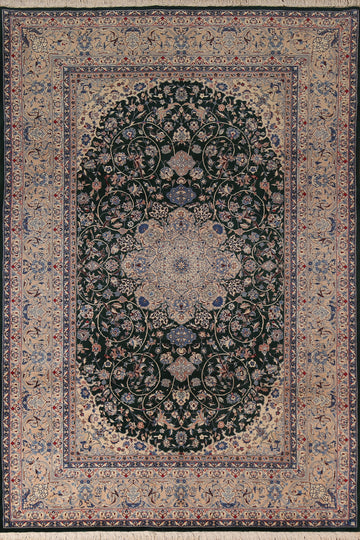 Vegetable Dye Green Nain Chinese Area Rug 6x9