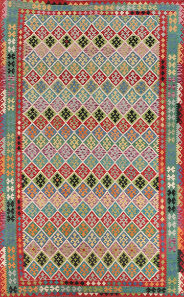 Trellis Multicolor Kilim Oriental Large Rug 10x16