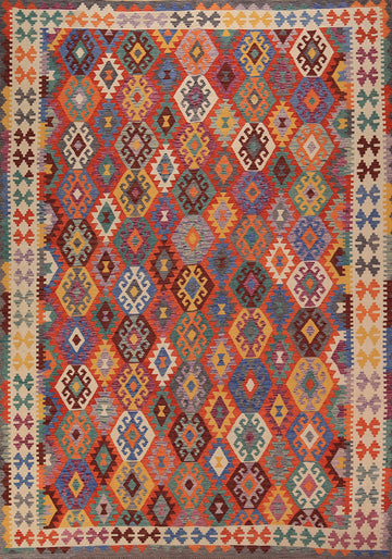 Reversible Wool Kilim Oriental Area Rug 8x11