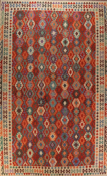 All-Over Geometric Kilim Oriental Large Rug 10x16