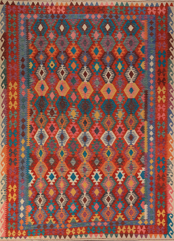 Reversible Wool Kilim Oriental Area Rug 9x11