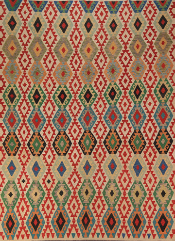 Reversible Wool Kilim Oriental Area Rug 9x11