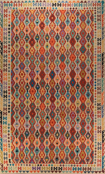 All-Over Geometric Kilim Oriental Large Rug 10x17