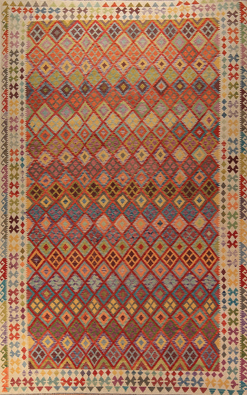 Trellis Geometric Kilim Oriental Large Rug 10x16