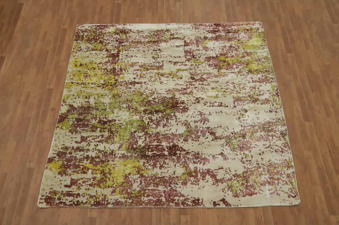 Contemporary Abstract Indian Square Rug 8x8