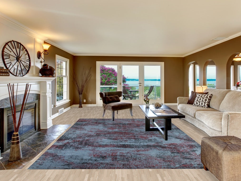 All-Over Blue Abstract Modern Area Rug 8x12