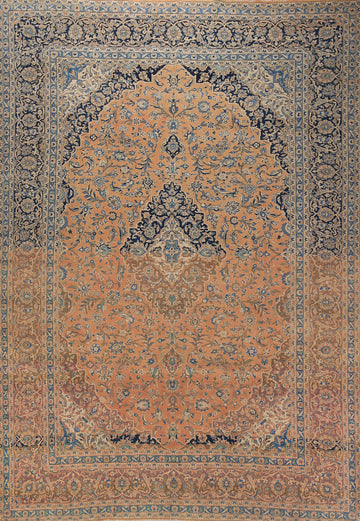 Orange Wool Floral Najafabad Persian Area Rug 10x13