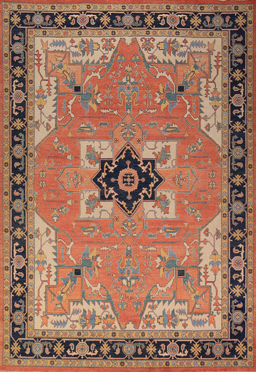 Vegetable Dye Orange Heriz Oriental Area Rug 9x11