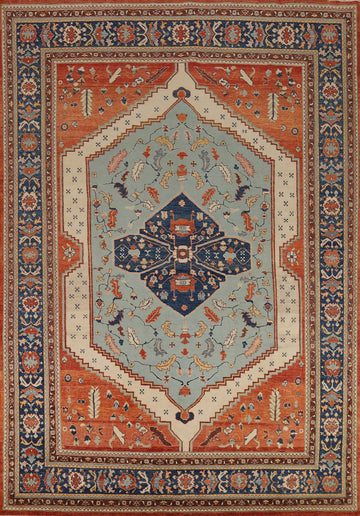 Blue & Orange Sultanabad Vegetable Dye Area Rug 9x12