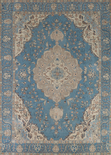 Blue Handmade Tabriz Persian Area Rug 9x13