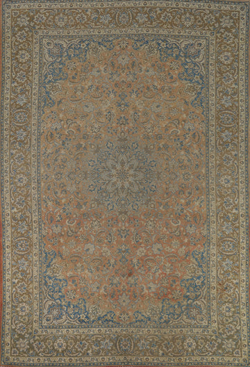 Orange Wool Vintage Najafabad Persian Area Rug 9x13