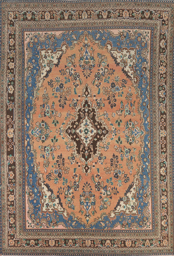 Orange Wool Floral Hamedan Persian Area Rug 9x12